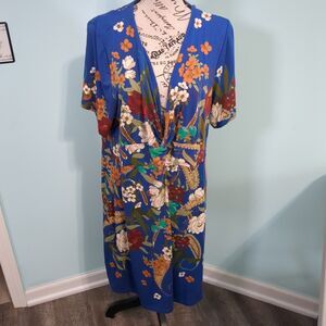 Johnny Was Tee Bee Twist Front Swing Dress Summer Spring Casual Floral XL
